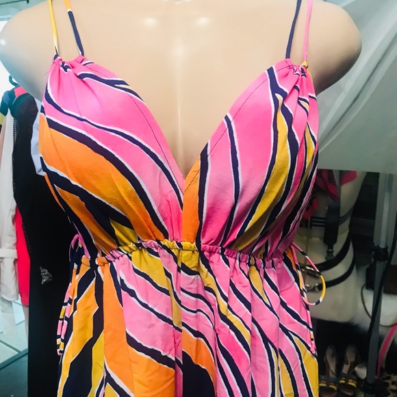 ANTHROPOLOGIE / Maeve finley pink yellow jumpsuit - Picture 2 of 6